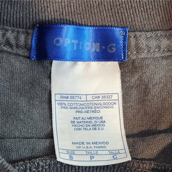Option-G Gray T-Shirt Mens Size Small Pew Pew Image 100% Cotton - Picture 3 of 4